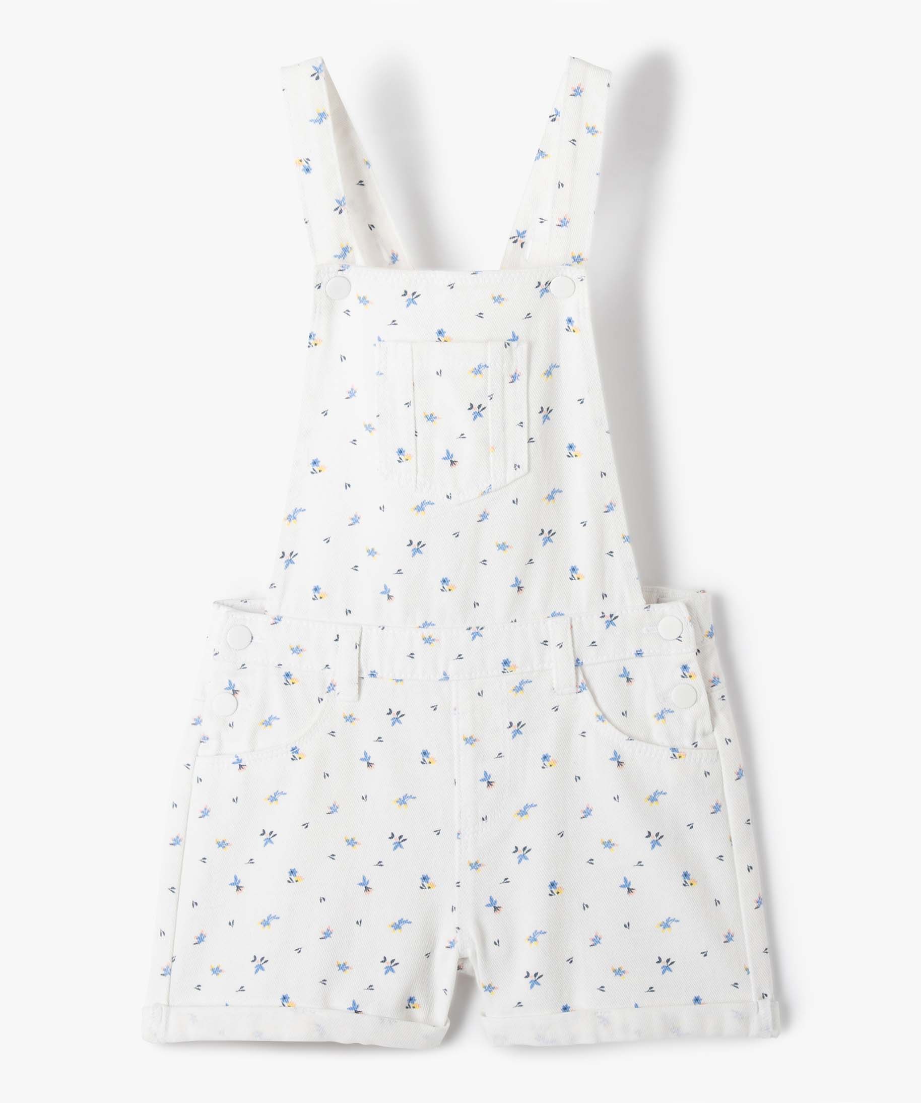 Salopette fille courte à motifs fleuris ecru | GEMO