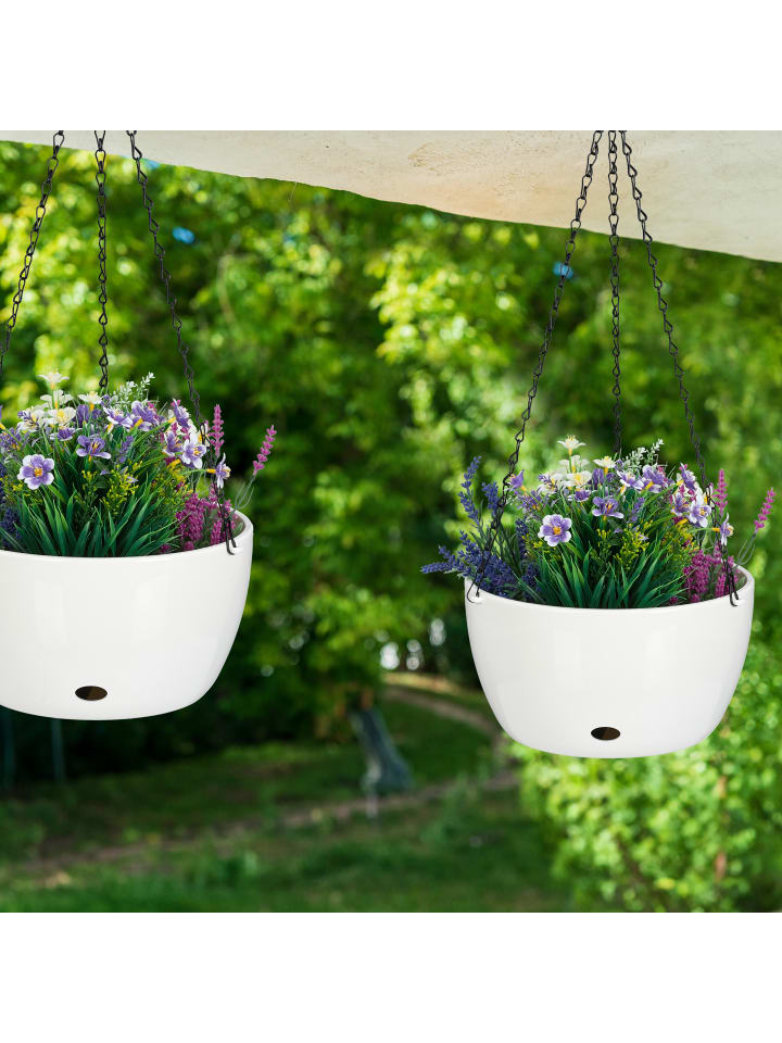 relaxdays 2 x Blumenampel in Weiß - (H)67 x Ø28,5 cm günstig kaufen onesize