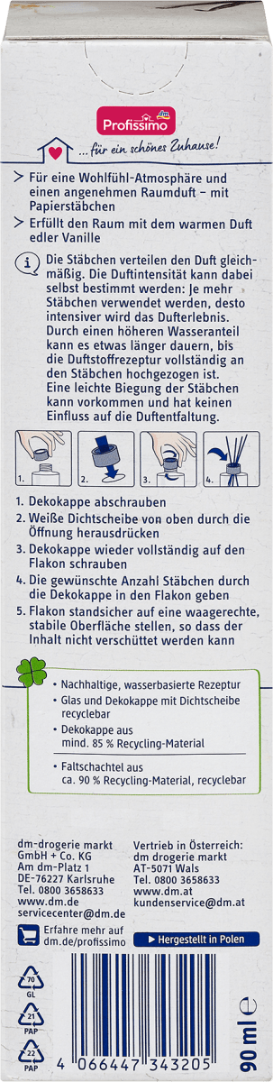 Duftstäbchen Raumduft Vanille, 90 ml