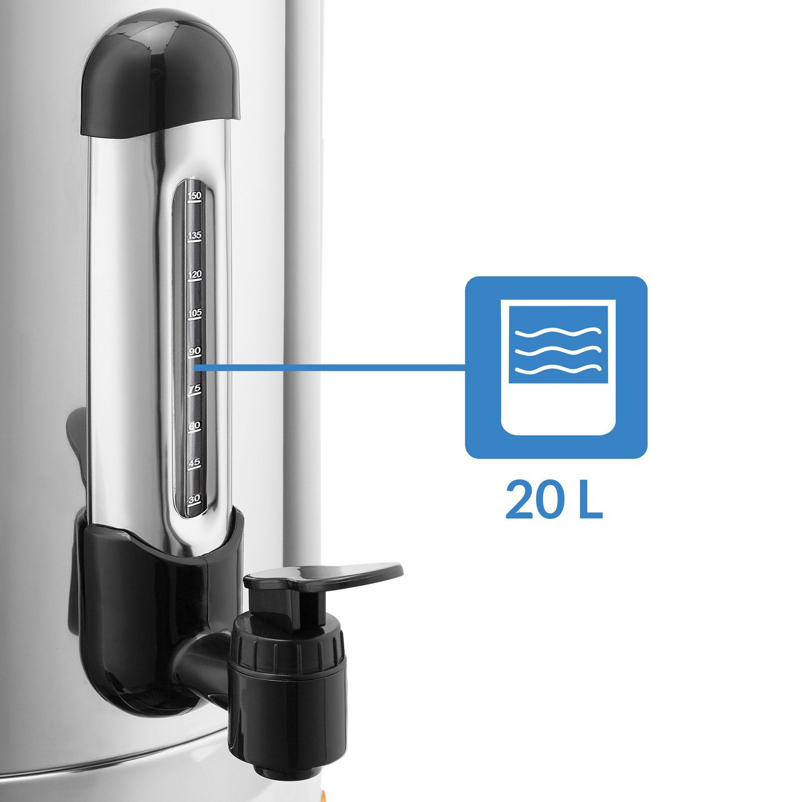 monzana Einkoch- und Glühweinautomat, 1650 W, 20L Edelstahl 90 Tassen Zapfhahn Temperatureinstellung 30-110°C