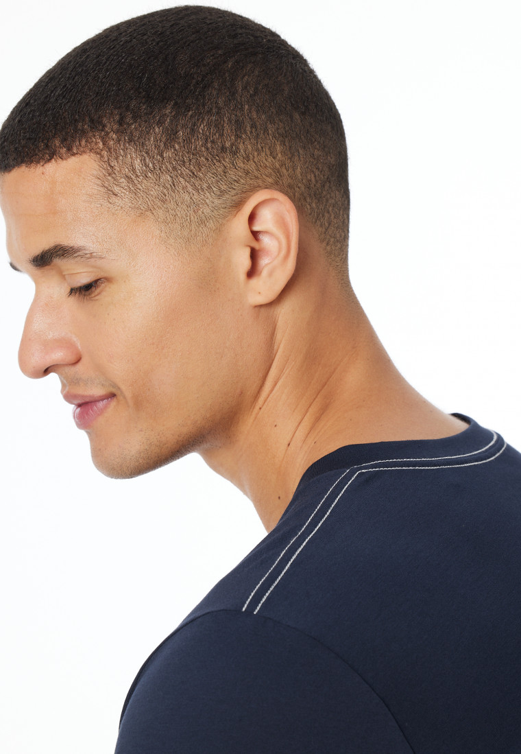 Shirt kurzarm V-Ausschnitt nachtblau - Mix+Relax