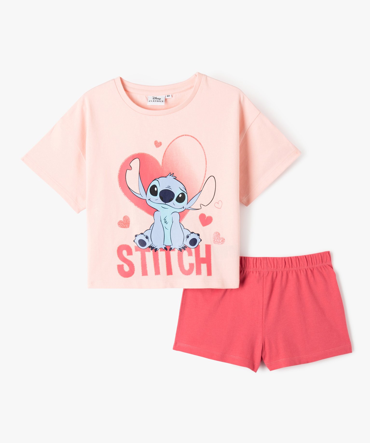 Pyjashort fille avec large motif pailleté Lilo et Stitch - ... rose | GEMO