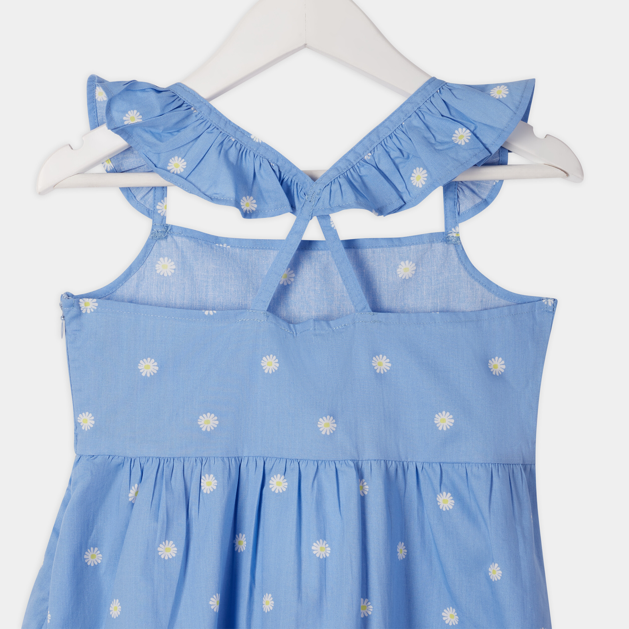 Robe évasée à bretelles croisées bleu fille | La Halle