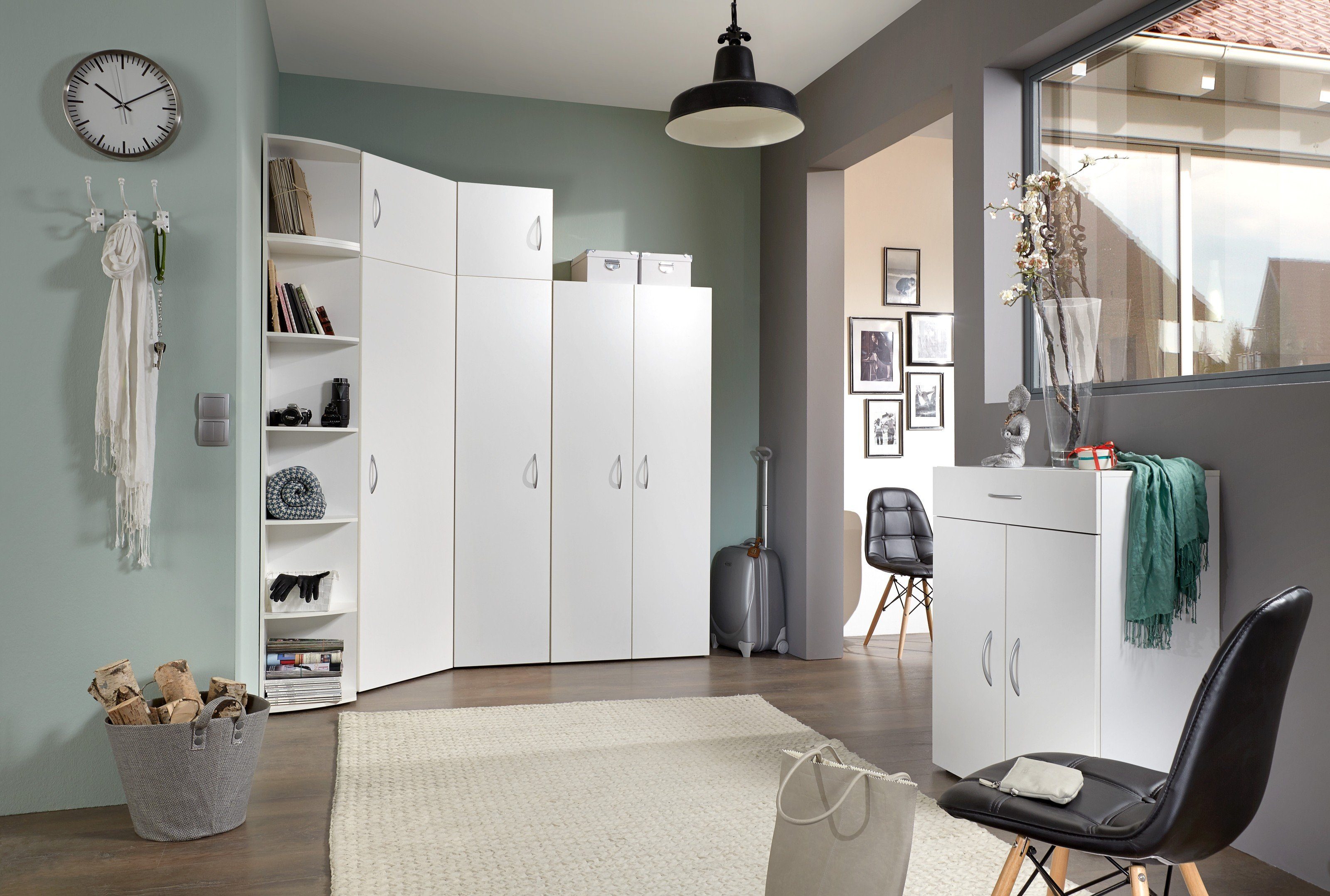 freiraum Mehrzweckschrank Multiraumkonzept (BxH: 80x185 cm) in WEISS mit 2 Türen und 5 Einlegeböden