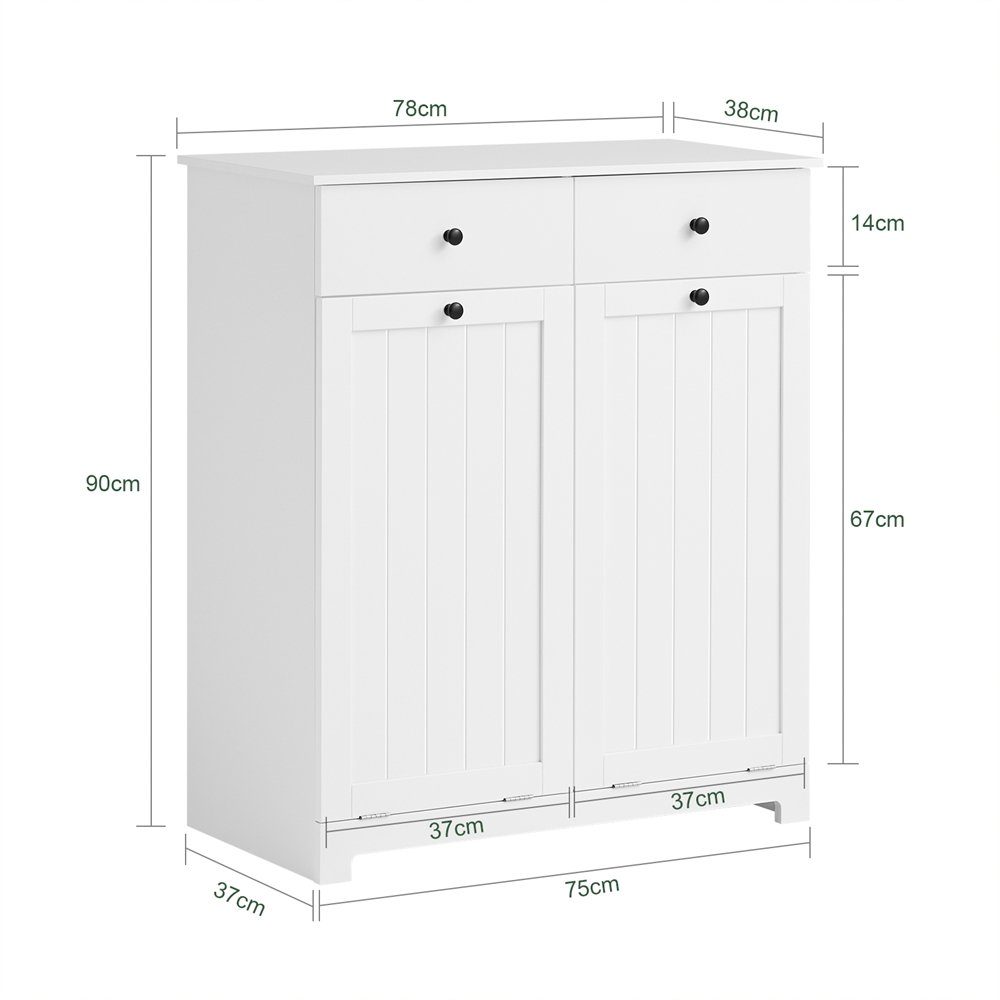 SoBuy Wäscheschrank BZR33 mit 2 Wäschesäcken Wäschetruhe Wäschesammler Wäschekorb Badschrank