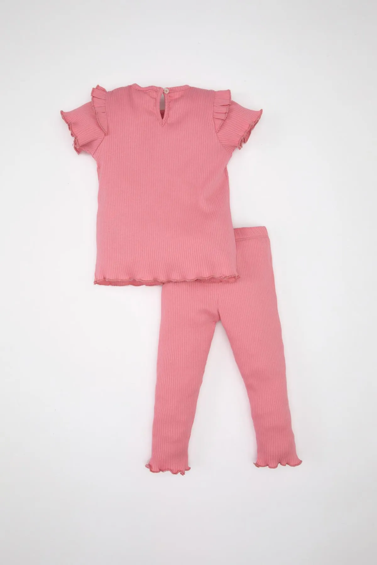 DeFacto  Baby Mädchen Bedrucktes Kurzarm Geripptes Camisole T-Shirt Strumpfhose 2-teiliges Set A0457a524sm