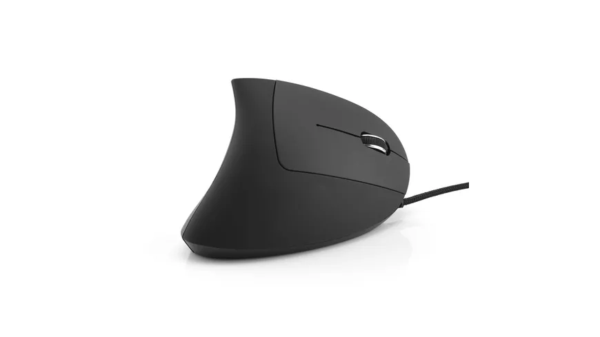 Müller ergonomische 5-Tasten Maus mit optischem Sensor für Rechtshänder, kabelgebunden, schwarz