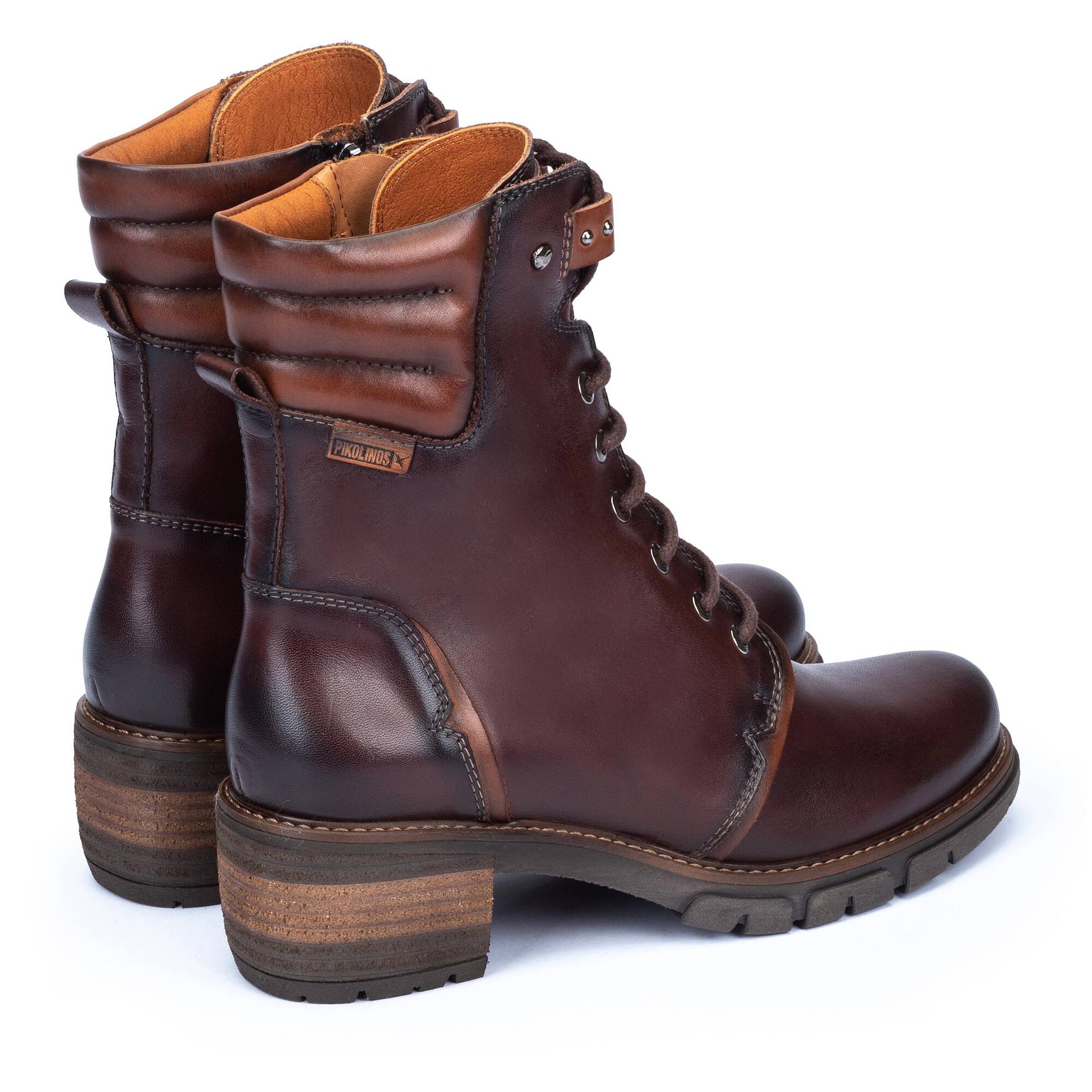 Botki na obcasie sznurowane - MAHOGANY