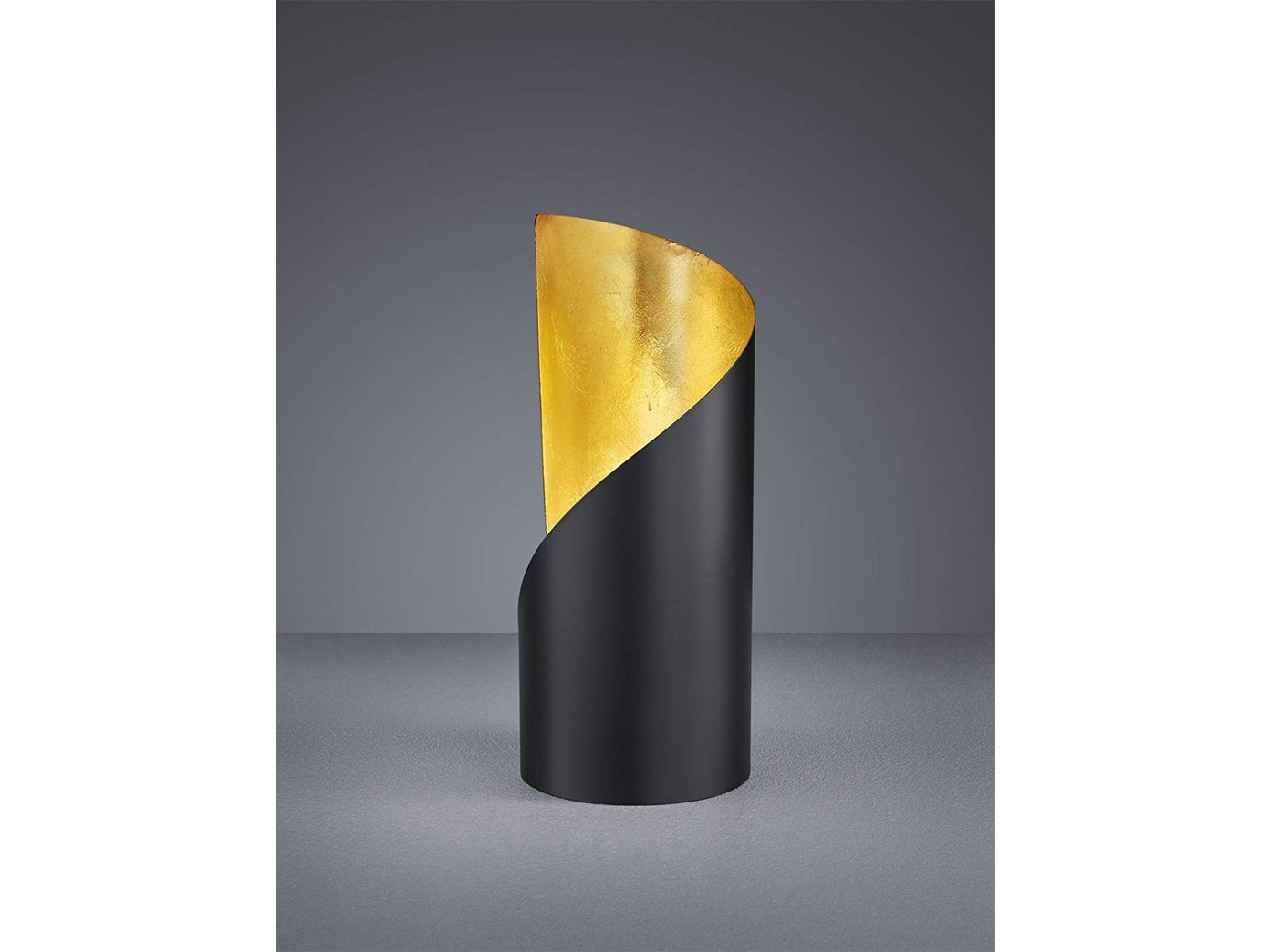 meineWunschleuchte LED Nachttischlampe, LED wechselbar, Warmweiß, kleine ausgefallene Designer-lampe für Fensterbank Schwarz Gold H 24cm