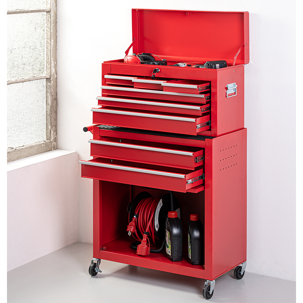 Tech Craft Tech Craft 2 in 1 Werkstattwagen - Rot, 7 Schubladen