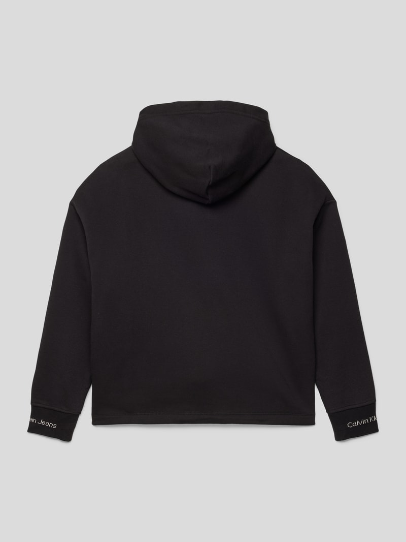 Hoodie mit Kapuze Modell 'TARSIA' in schwarz