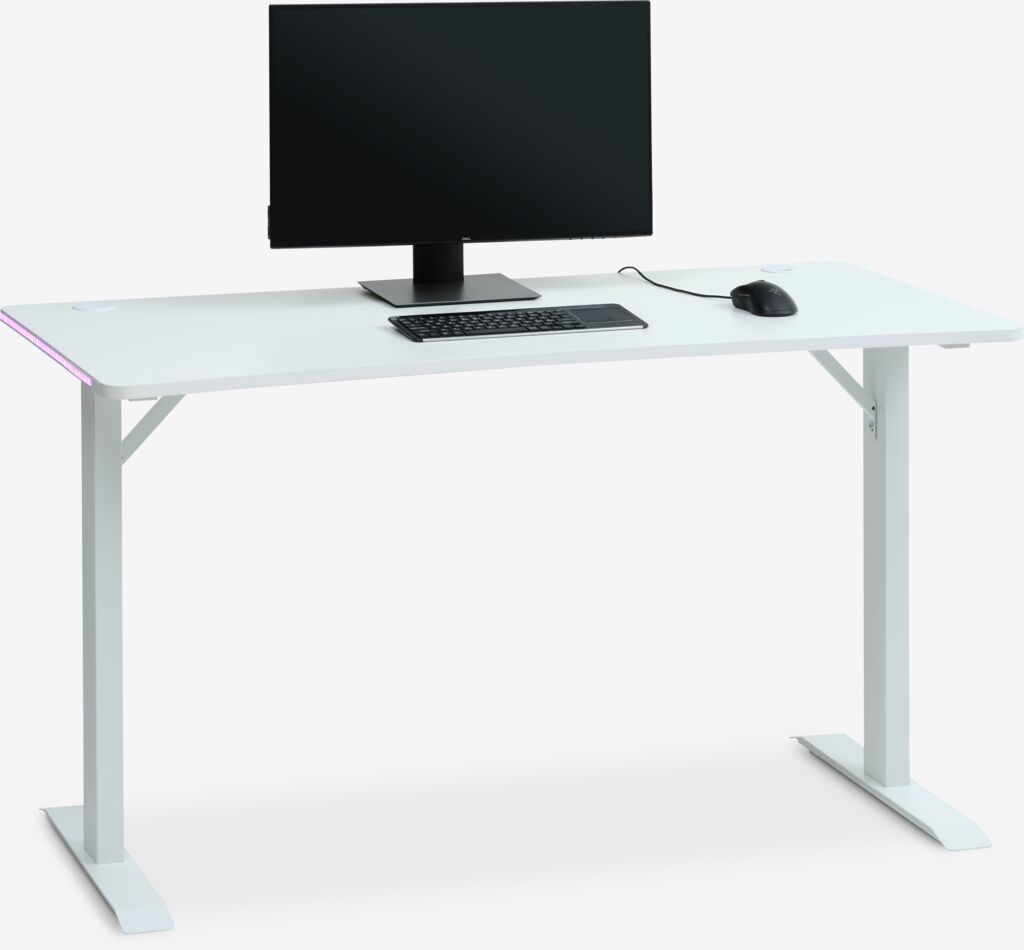 Mesa gamer HALBJERG 65x135 com LEDs brancos