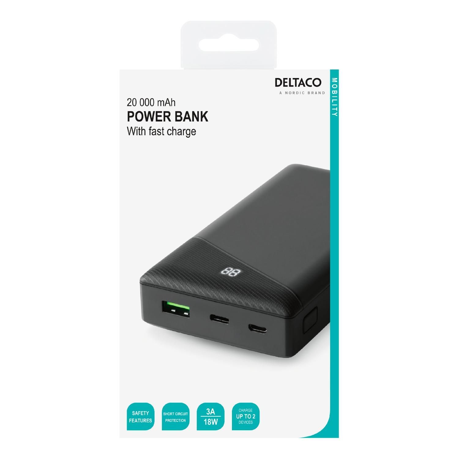 DELTACO Mobility PB-C1001 20000mAh PowerBank