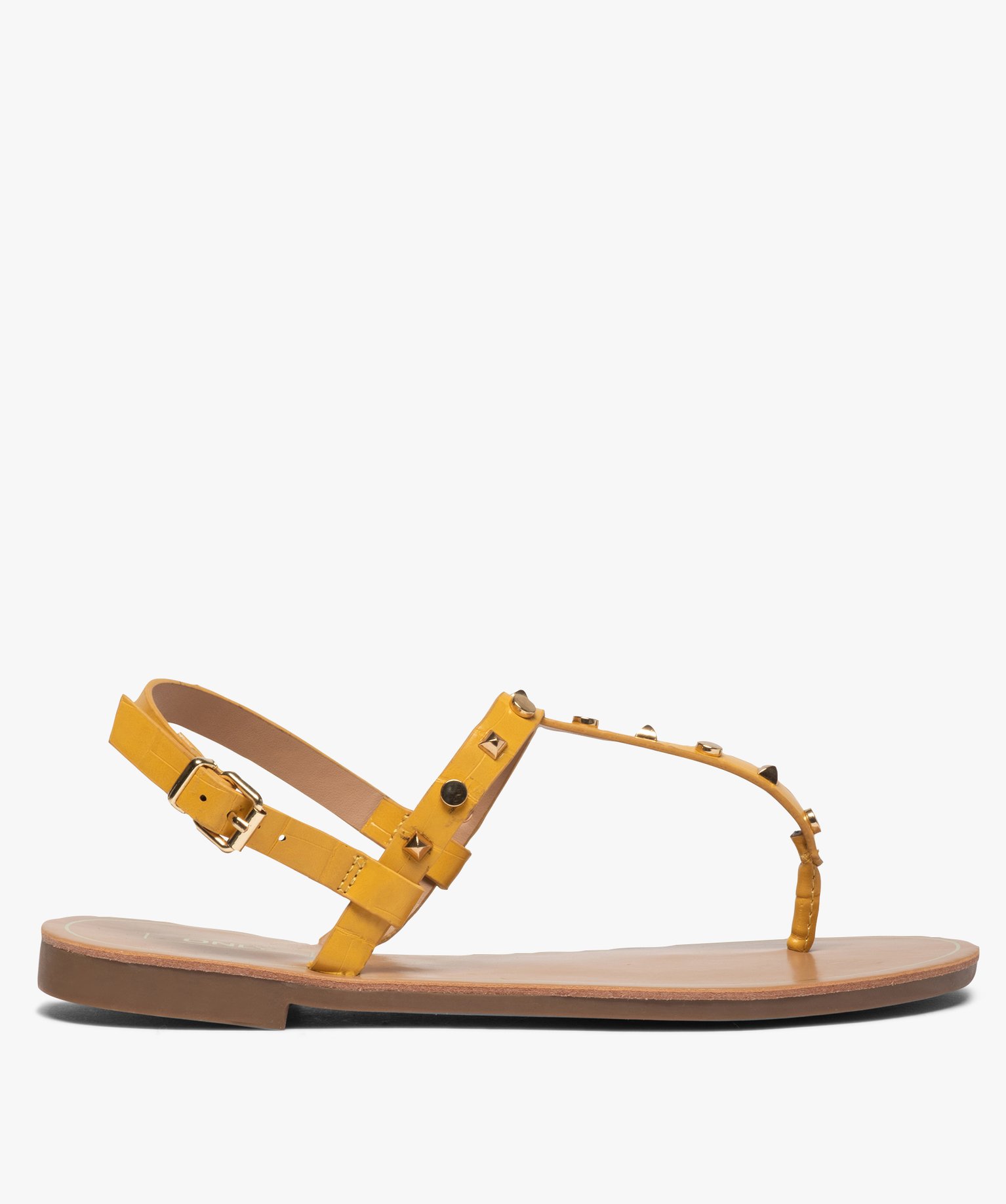 Sandales femme à entre-doigts avec clous décoratifs - Only jaune | GEMO