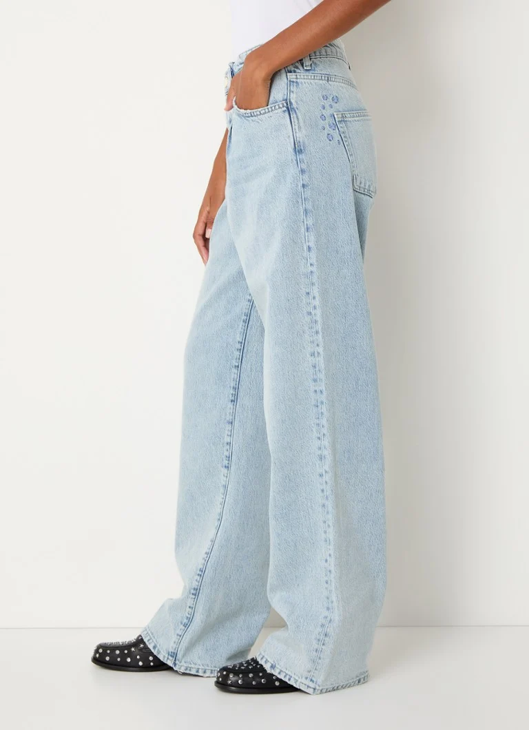 Jeans Jean Fabienne Chapot a vita media, gamba larga, lavaggio chiaro