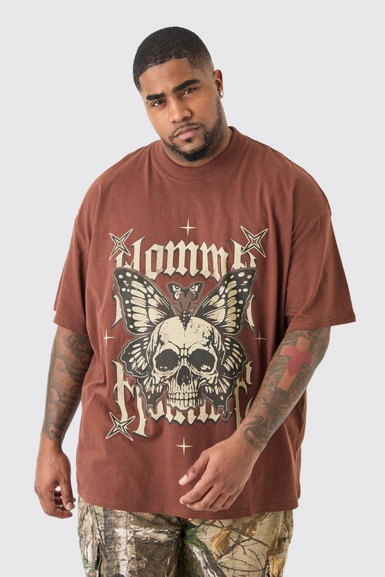 Plus Oversize T-Shirt mit Homme Totenkopf Print