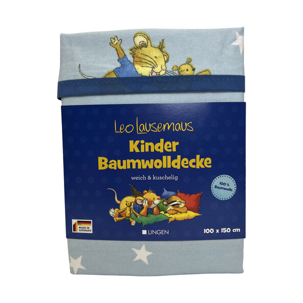 Leo Lausemaus Kinder-Baumwolldecke, 100 x 150 cm