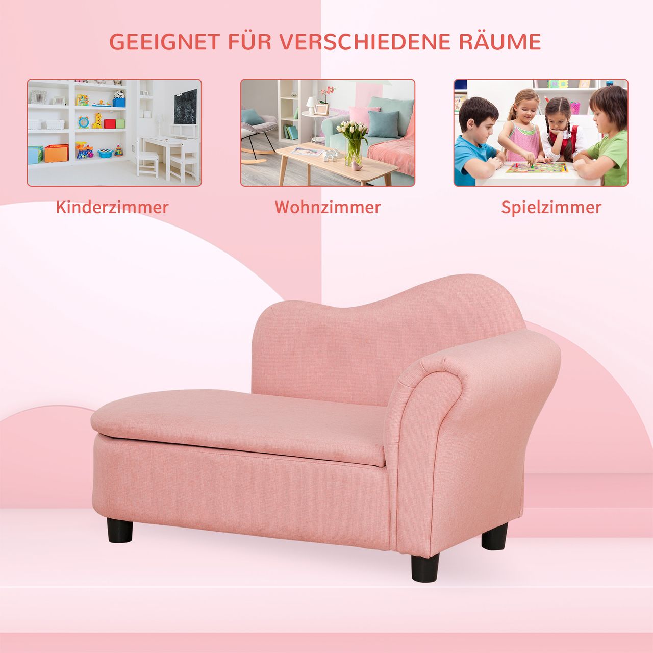 HOMCOM Kindersessel, Kindercouch, Kindersofa mit Stauraum für Kinder 3-5 Jahre