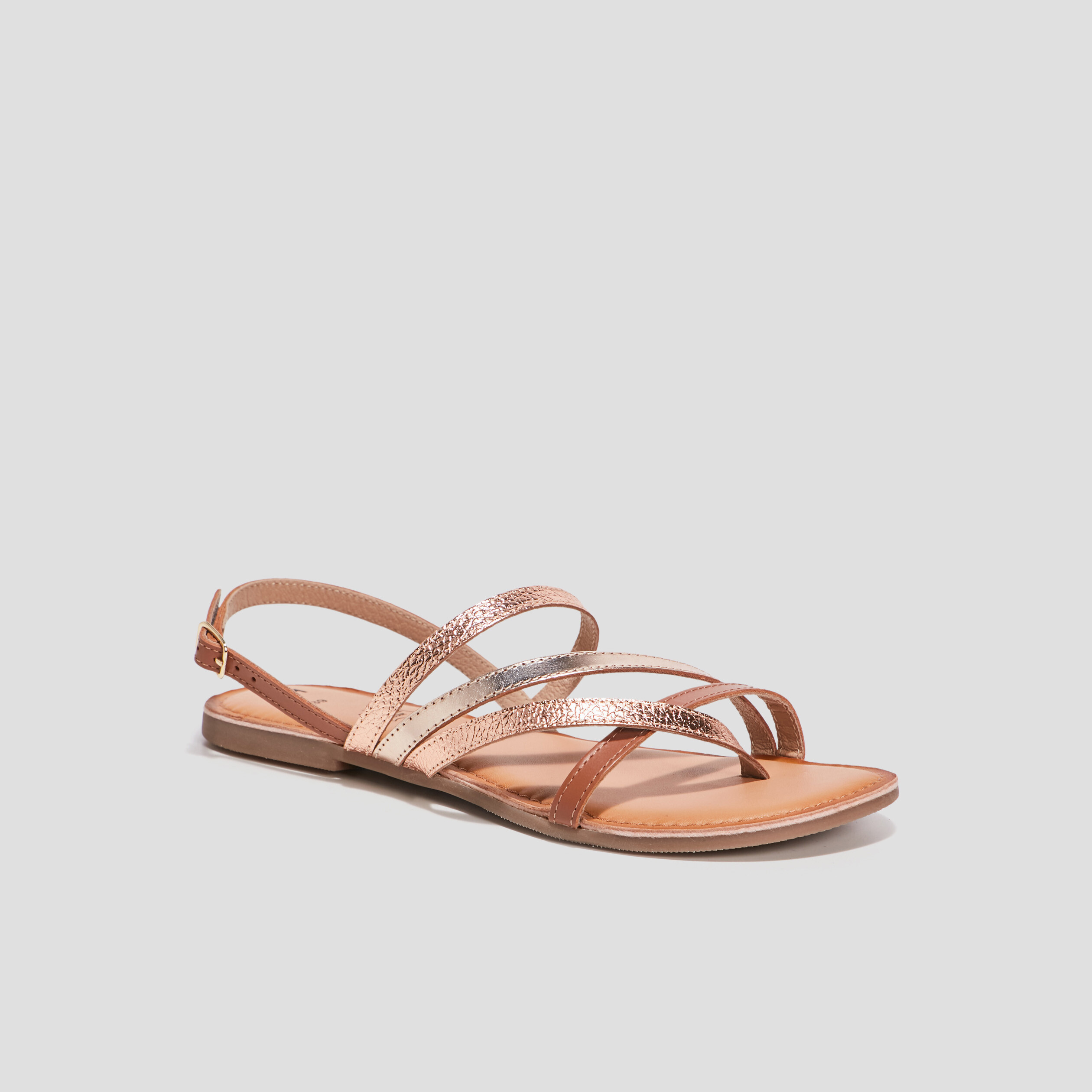 Sandales en cuir marron femme | La Halle