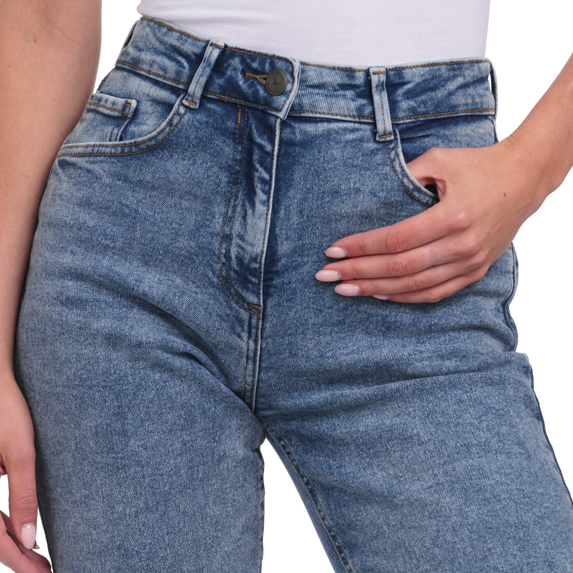 Damen Mom-Jeans mit Used-Waschung