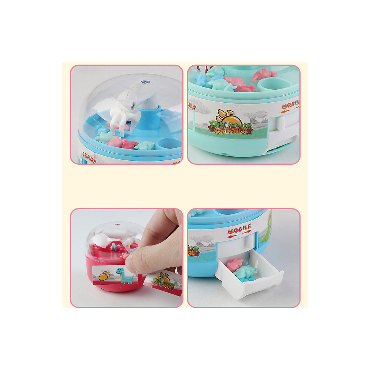 Mini Greifpuppe Gashapon Spielzeugmaschine Kapsel maschine Mini Dinosaurier fänger interaktives