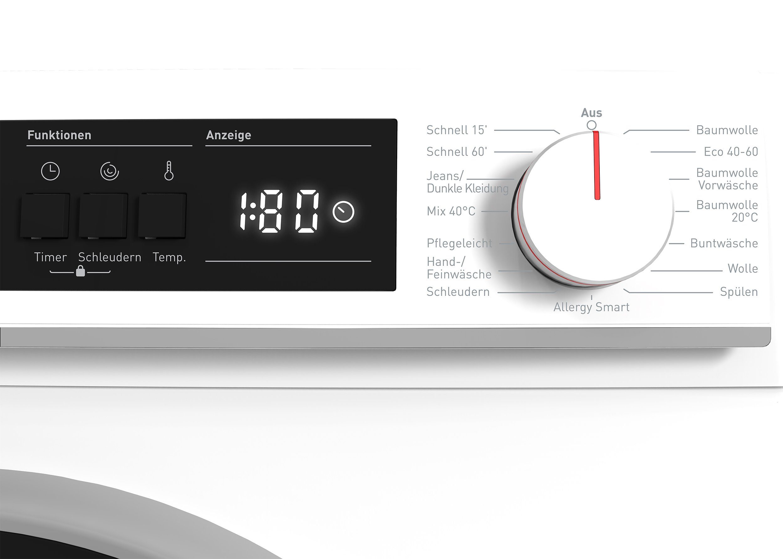 Sharp Waschmaschine ES-W814IAW1-DE, 8 kg, 1400 U/min, Inverter Motor, AquaStop, Überlaufschutz, LED-Diplay, 15 Programme