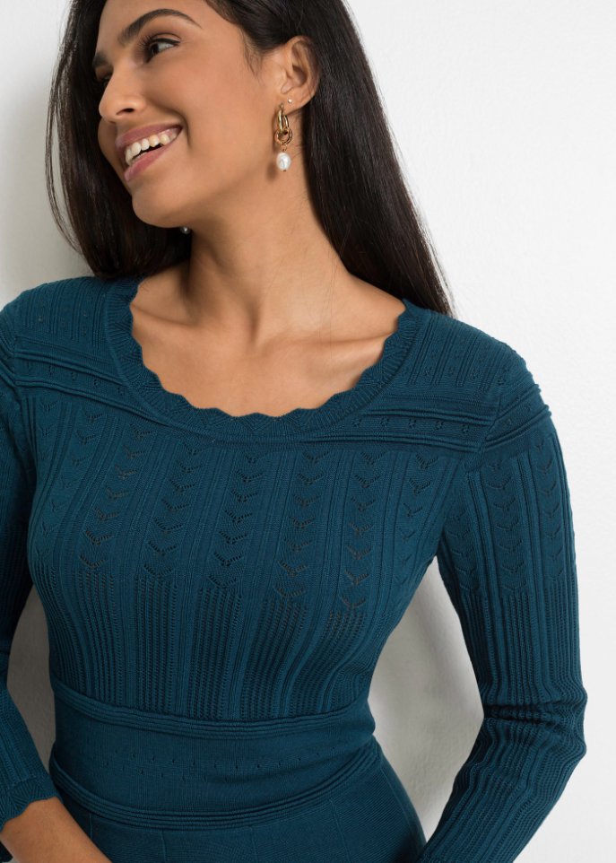 Strickkleid mit Ajourmuster und nachhaltiger Viskose
