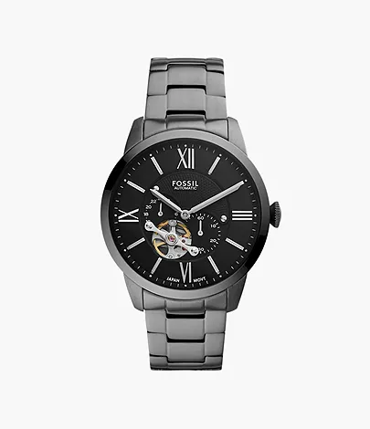 Fossil Herrenuhr Townsman Automatik Edelstahl Dunkelgrau