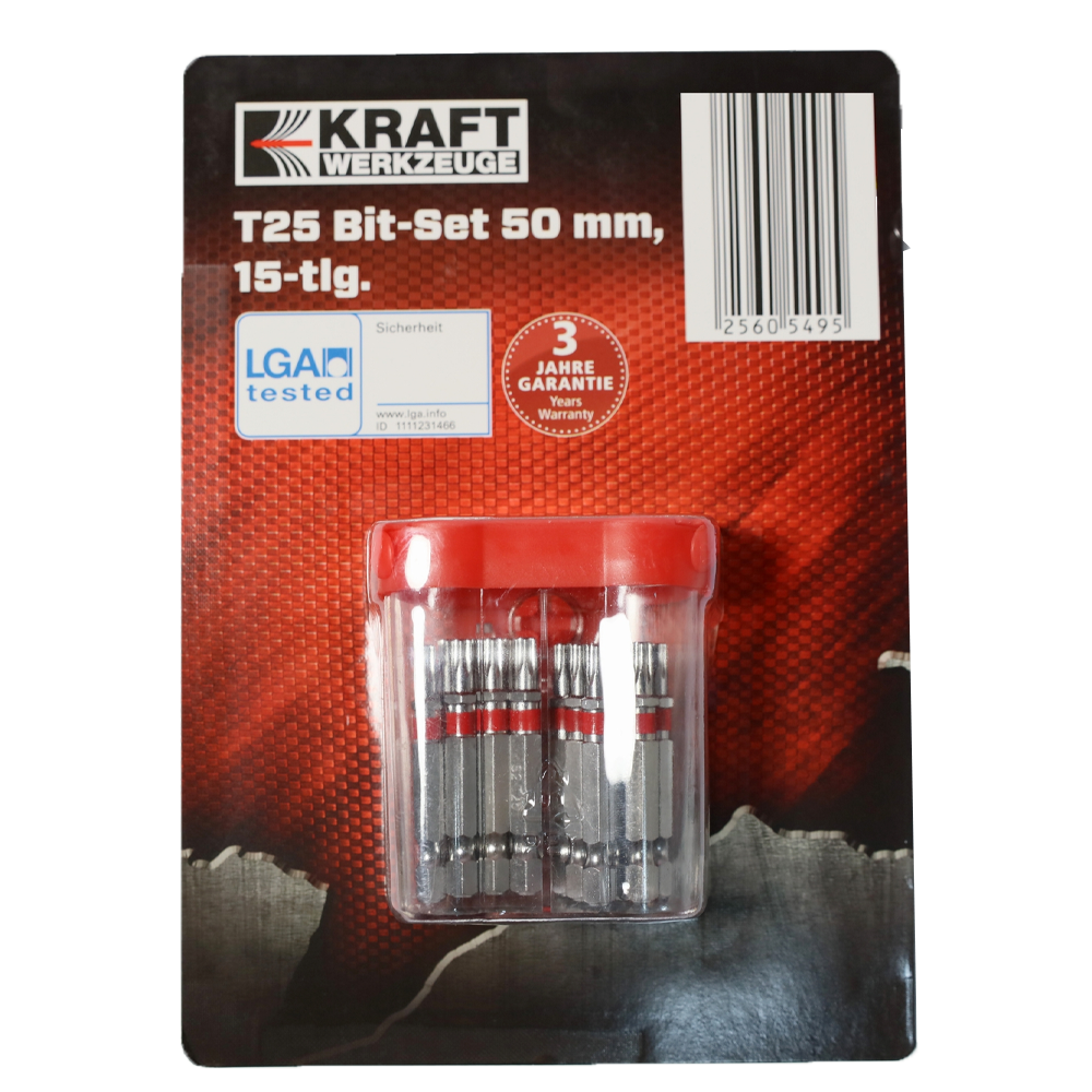 Kraft Werkzeuge S2-Bit-Sets, T25 - 15tlg.