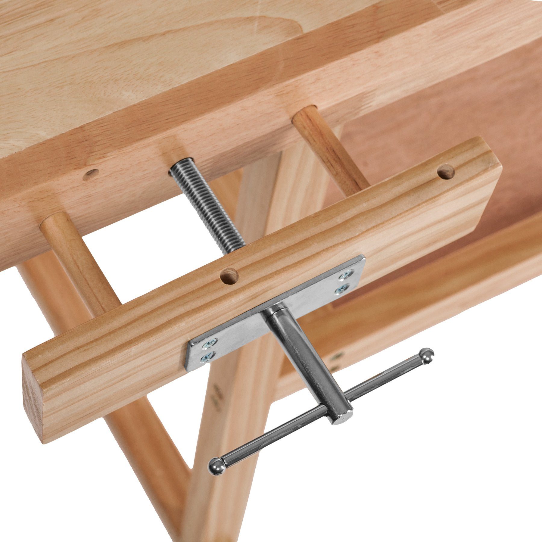 tectake Werkbank Holz Werkbank mit 2 Schraubstöcken 117 x 47,5 x