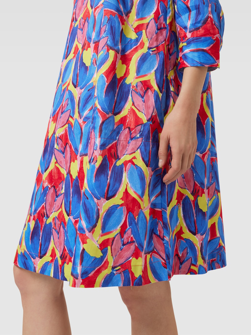 Hemdblusenkleid mit floralem Allover-Muster in royalblau