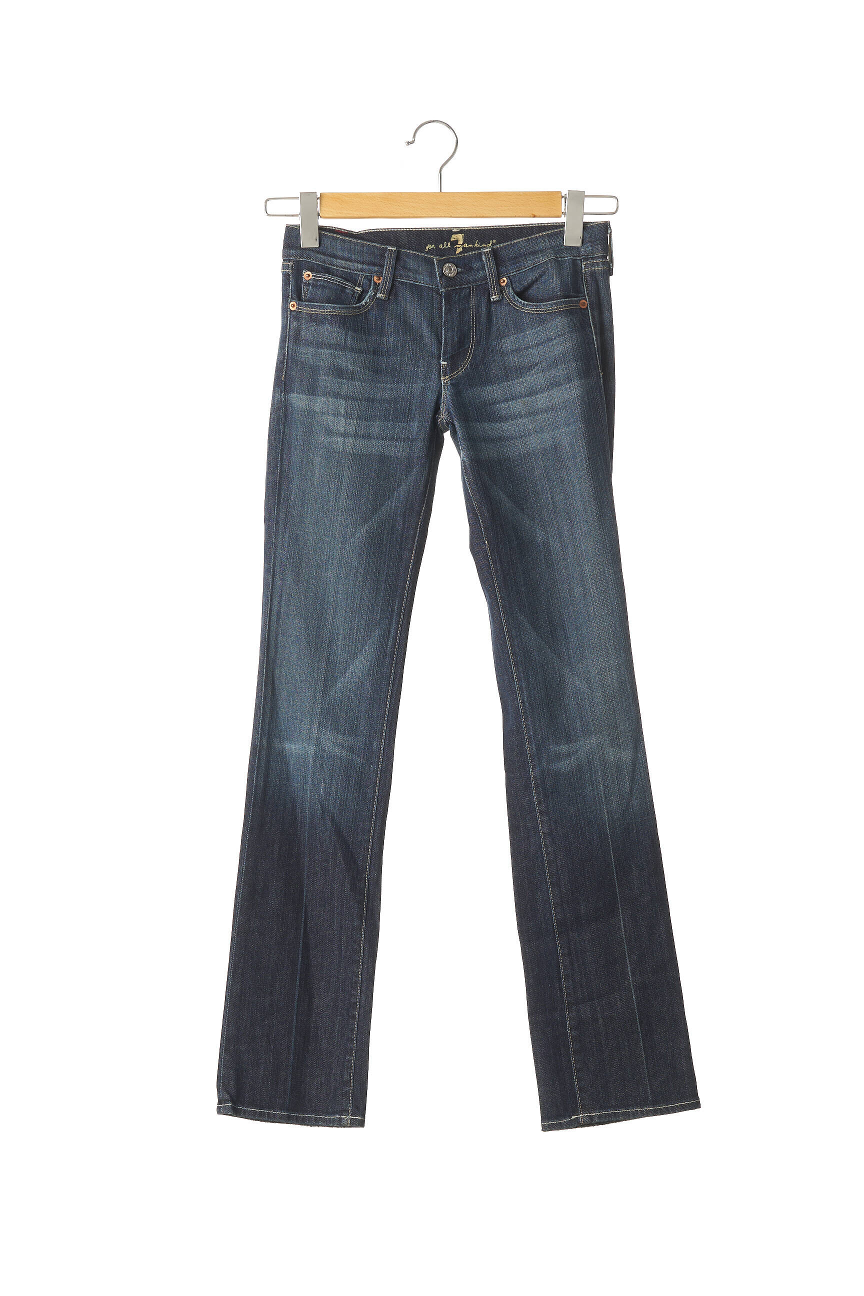 7 For All Mankind Jeans Coupe Droite Femme couleur bleu