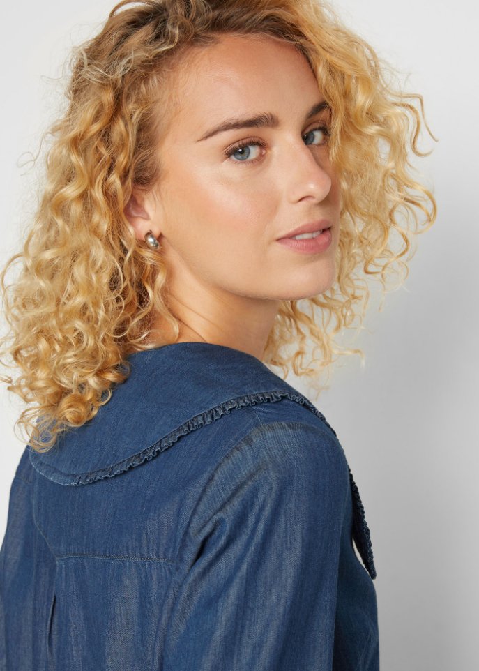 Jeansbluse mit Kragen