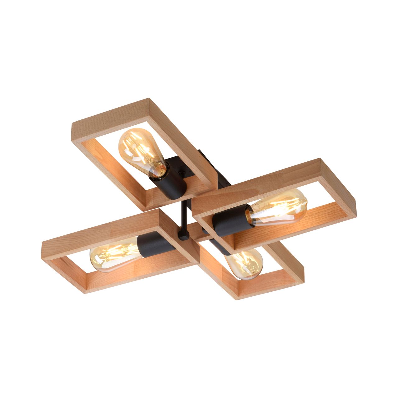 JUST LIGHT LeuchtenDirekt Deckenleuchte FRAME, 4xE27/max. 60W, Innenleuchte, IP20, Metall und Holz