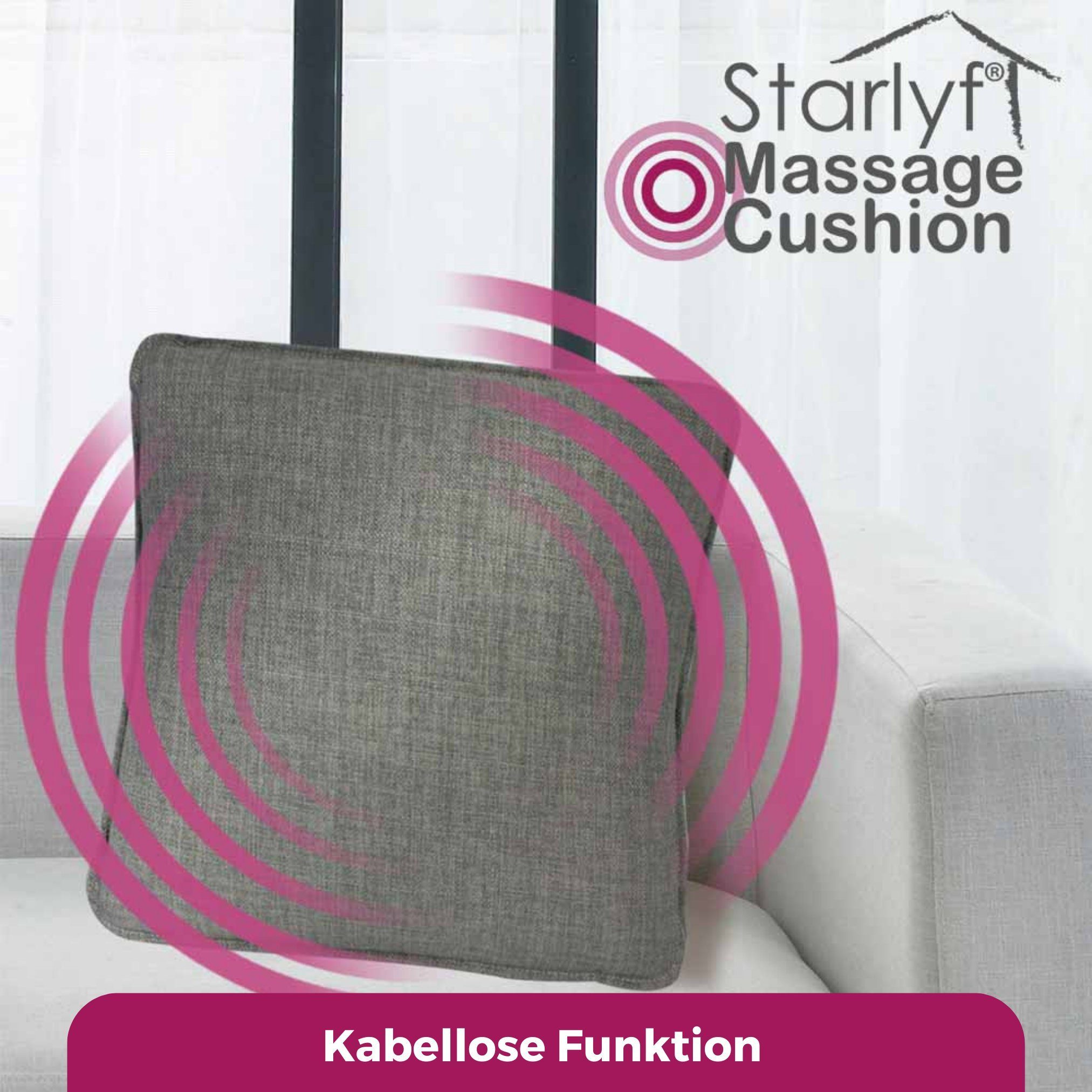 Starlyf Massagekissen Massage Cushion, 1-tlg., Massage Kissen mit Vibrationstechnik, 37x37 cm, grau