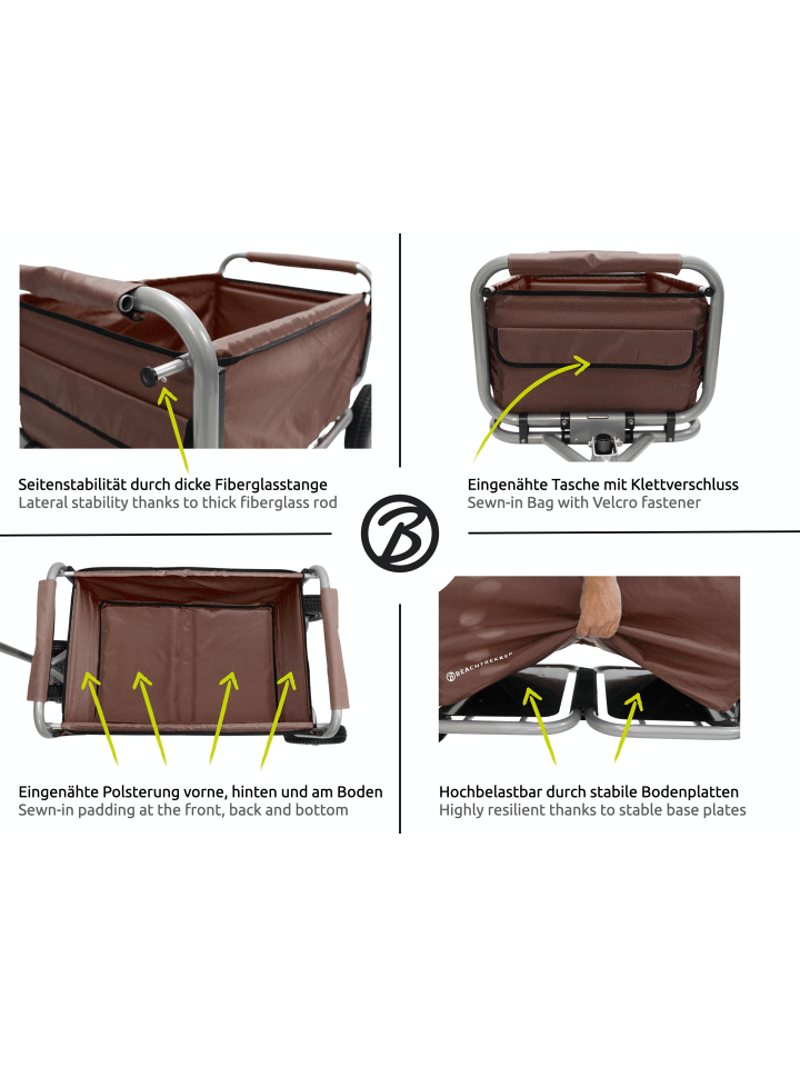 Beachtrekker Beachtrekker LiFe faltbarer Bollerwagen (Braun)   Bremse   Sonnenverdeck günstig kaufen onesize