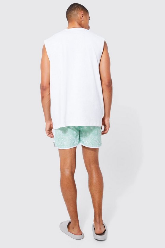 Oversize Official Tanktop & Badehose mit Bandana-Print