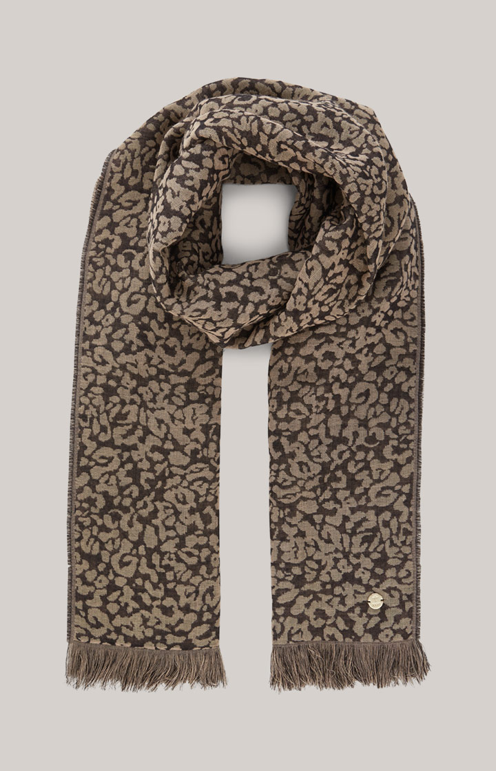 Woll-Jacquard-Schal in Beige/Schwarz