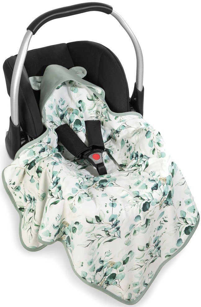 Babydecke Baby Einschlagdecke, Snuggle N Dream leaves Mint/grün, Hauck, Baby Einschlagdecke mit Kapuze