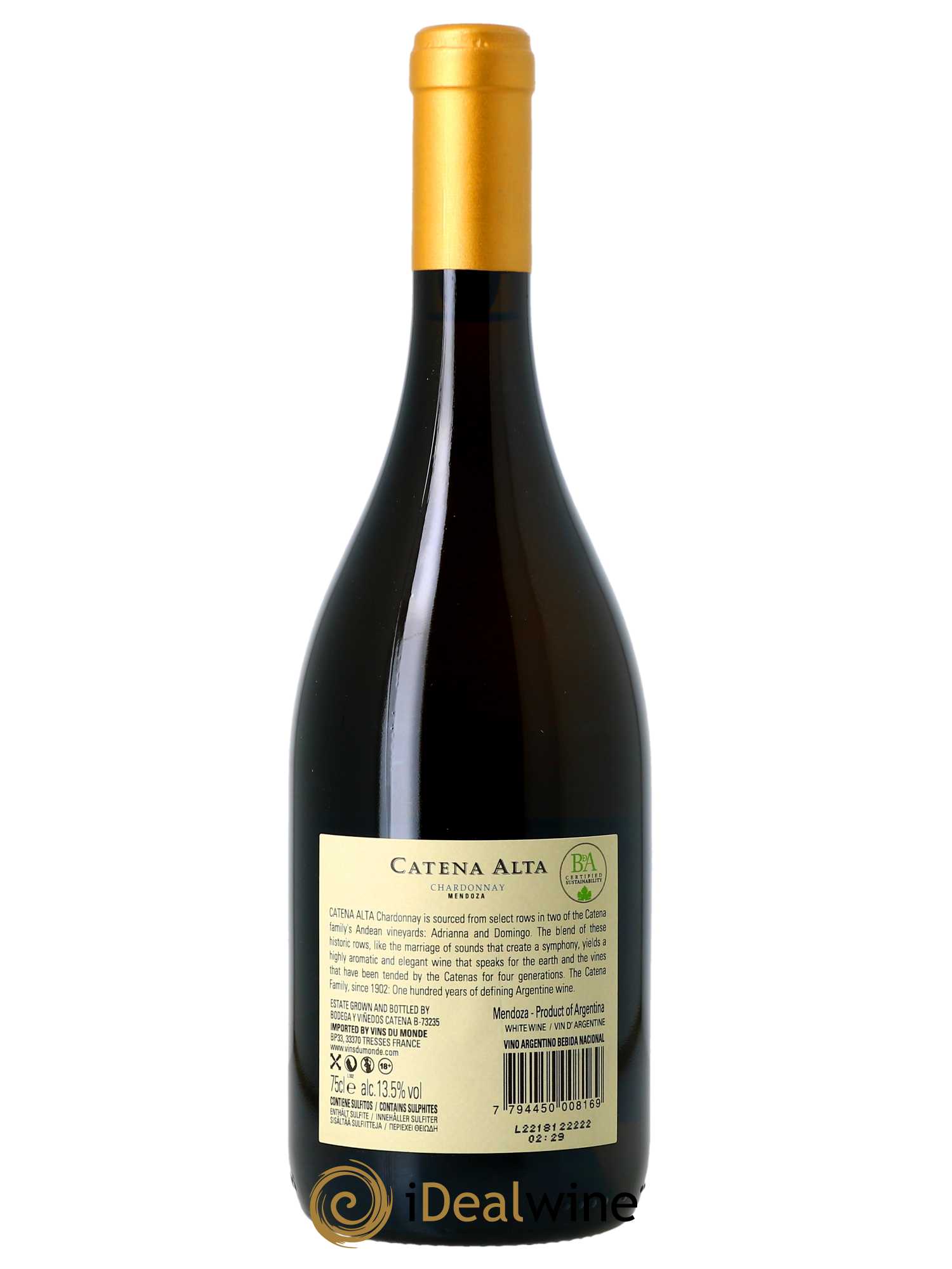 Mendoza Catena Alta Chardonnay Catena Zapata  2020 - Lot de 1 Bouteille