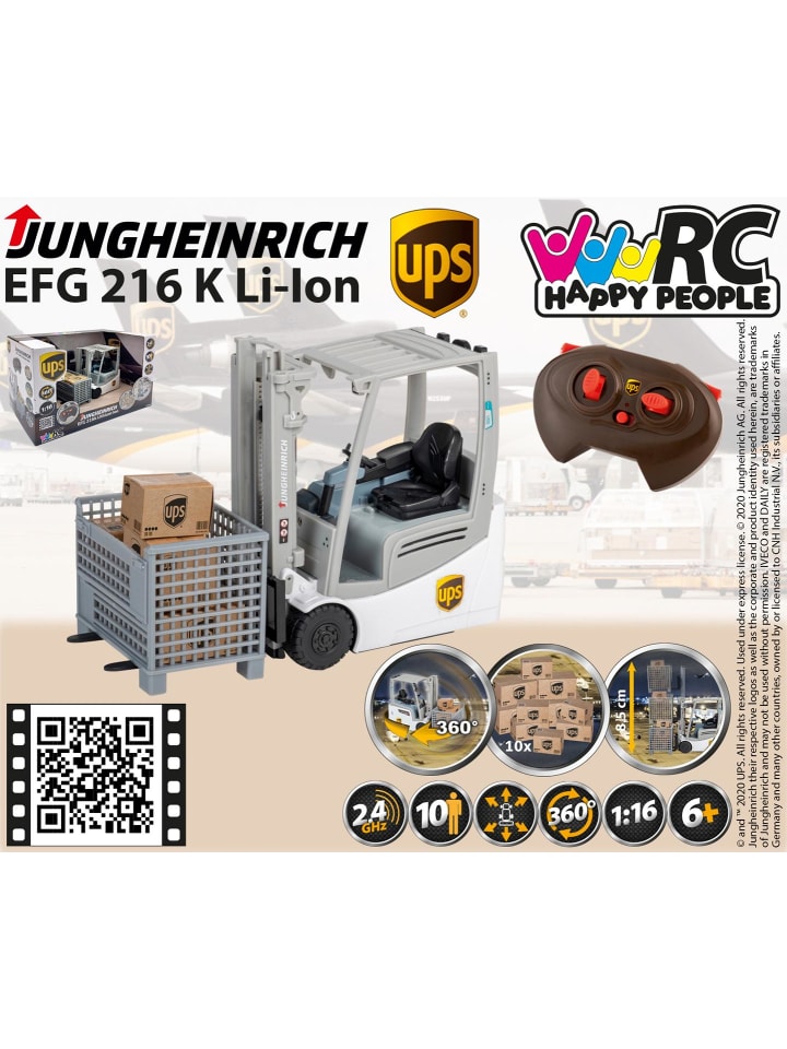 Happy People Ferngesteuerter Gabelstapler UPS Jungheinrich EFG 216 K Li-Ion in mehrfarbig günstig kaufen onesize