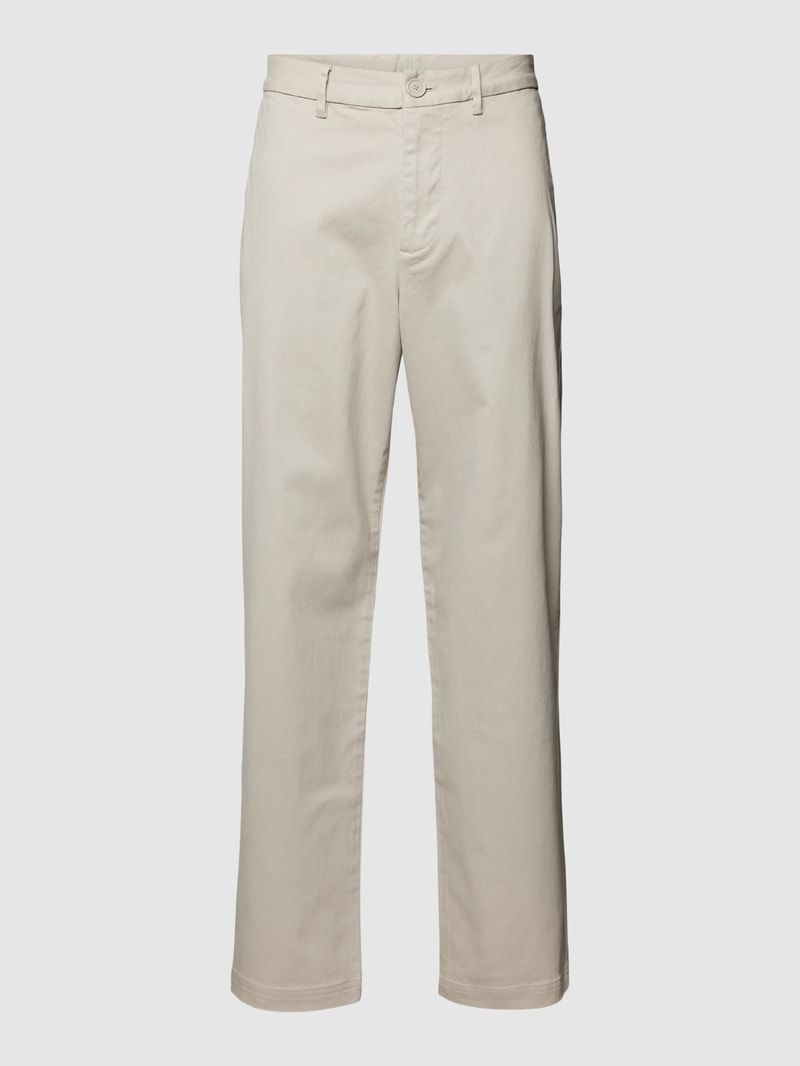 Chino in unifarbenem Design Modell 'Stright Varsity' in beige
