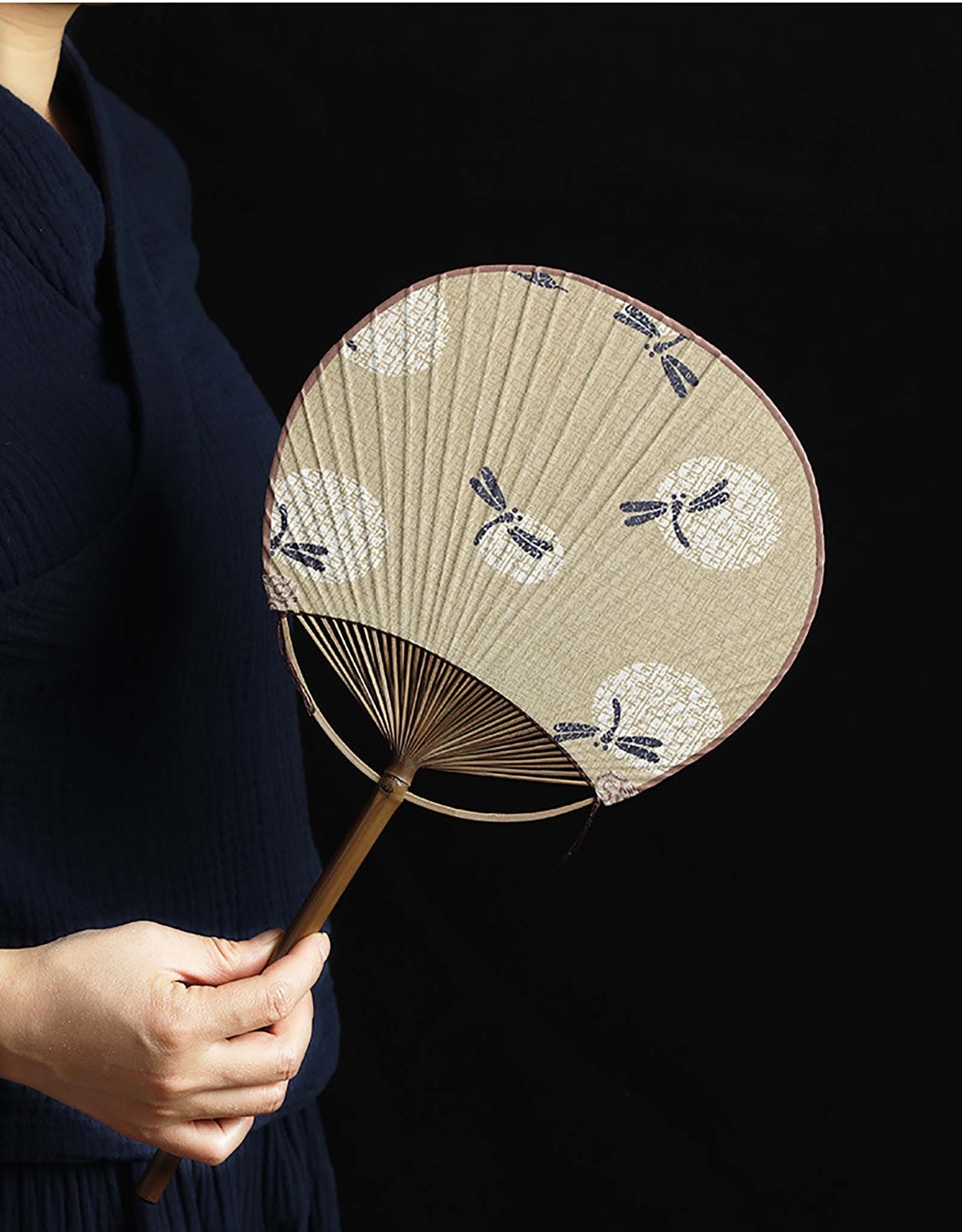 aikidio Handfächer Handfächer Runder Bambusfäche chinesischer (1-tlg), (1-tlg)