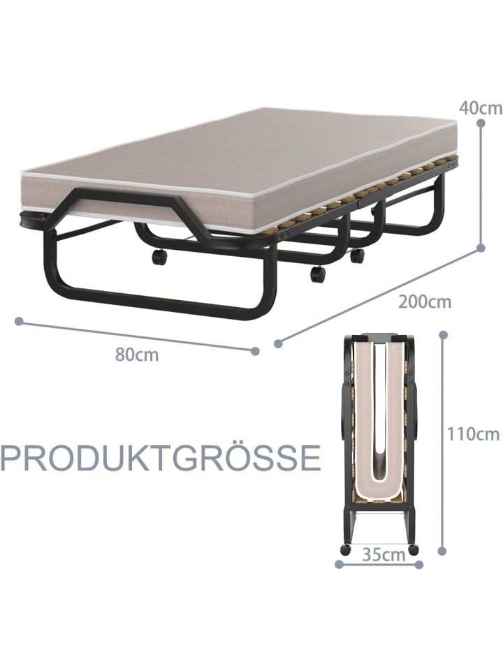 COSTWAY Gästebett 80x200cm mit Matratze in Beige günstig kaufen 200 cm
