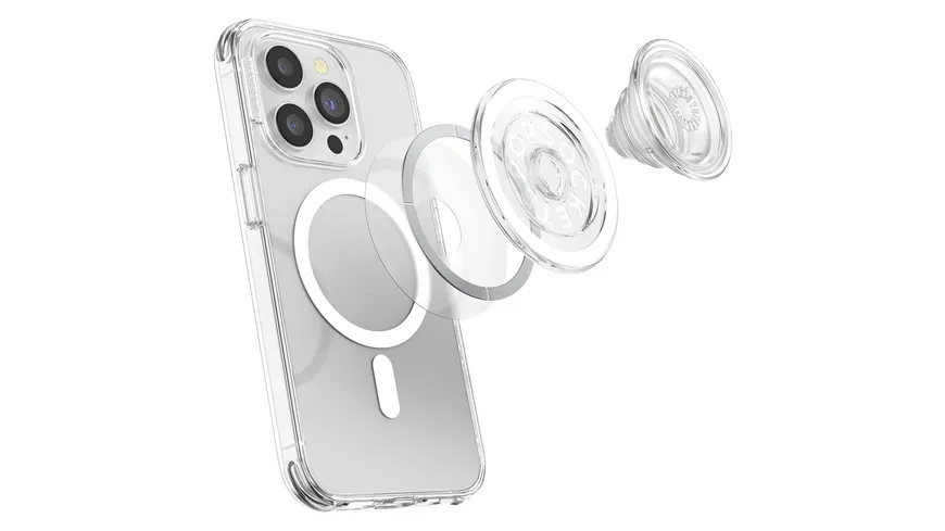 PopGrip für MagSafe rund - ausziehbarer Handy-Griff Handyhalter -  Clear