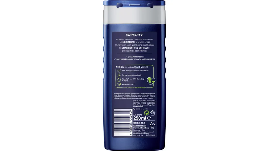 NIVEA MEN Duschgel Sport 24H fresh effect 3 in 1 250 ml