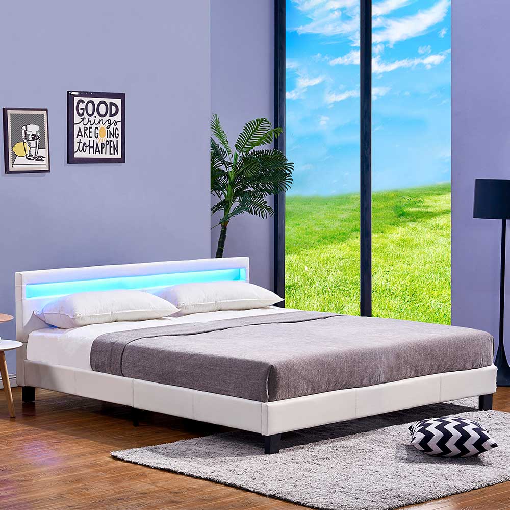 Home Deluxe LED Bett ASTRO - 180 x 200 cm Weiß