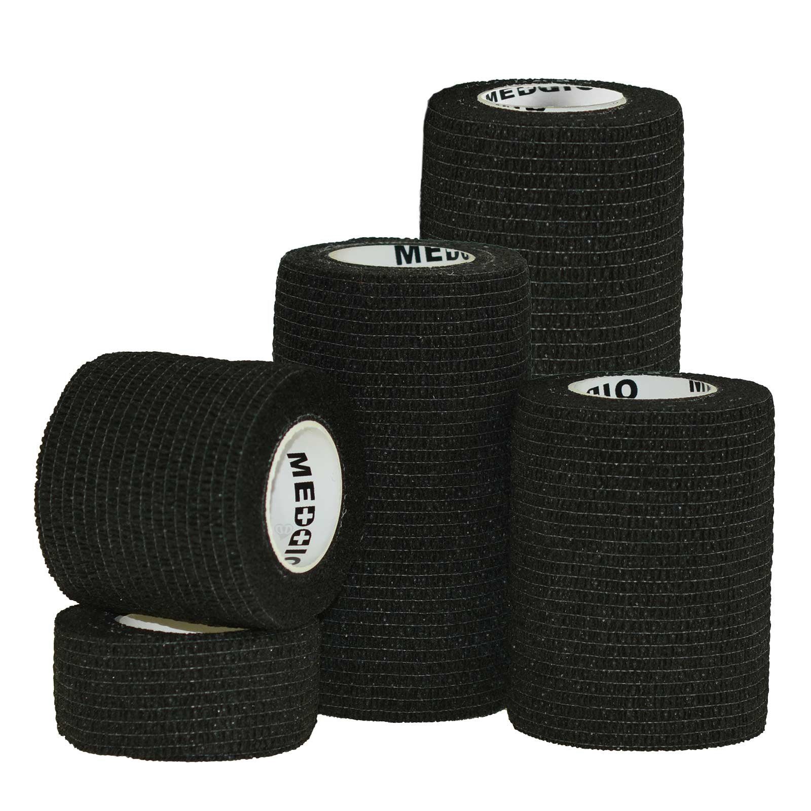 meDDio Pferdebandage 12 Haftbandagen Größe+Farbe wählbar, black velvet