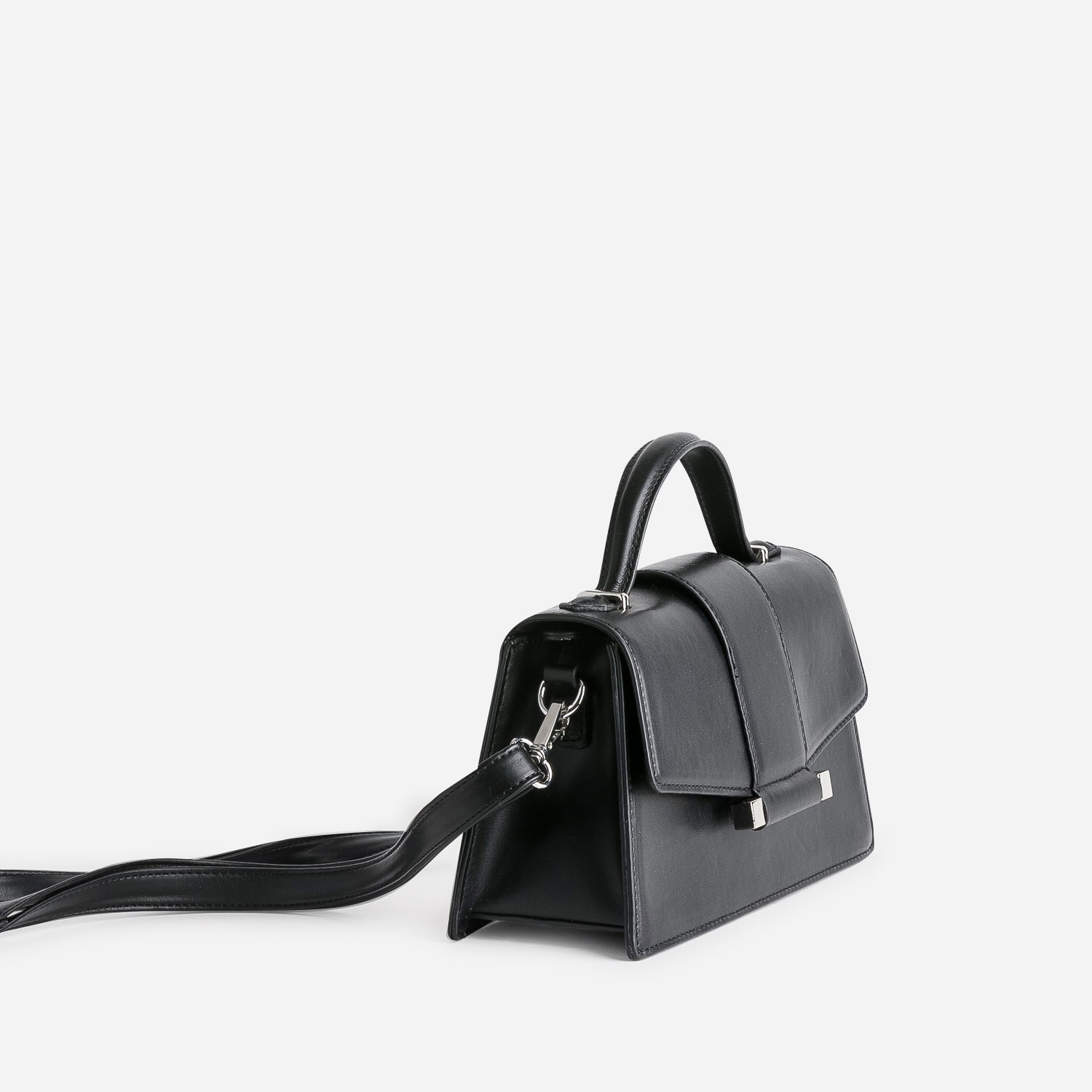 Sac à main TEXTO noir forme trapèze