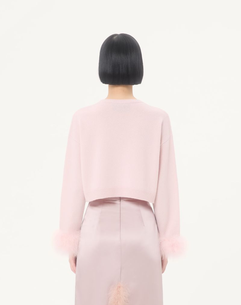 Suéter de cashmere com penas